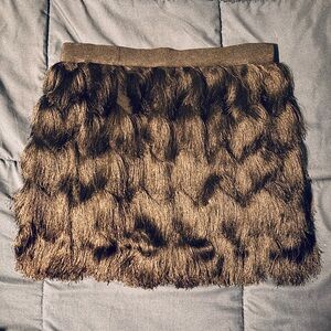 Elegant Leith Black Faux Fur Skirt Large